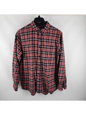 32 BAR BLUES Shirt Mens Large Multi Plaid Long Sleeve Button Up